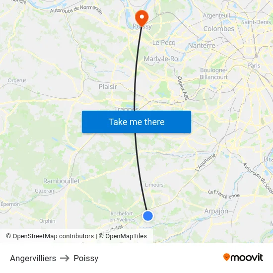 Angervilliers to Poissy map