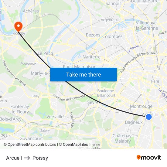 Arcueil to Poissy map