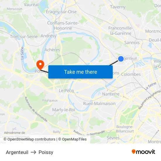 Argenteuil to Poissy map