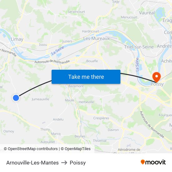 Arnouville-Les-Mantes to Poissy map