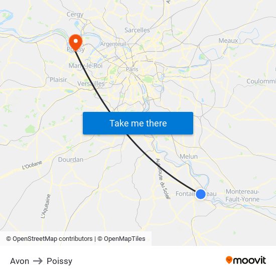 Avon to Poissy map