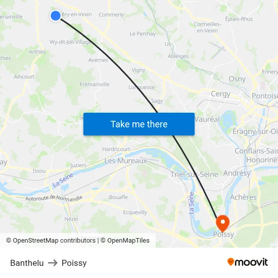 Banthelu to Poissy map