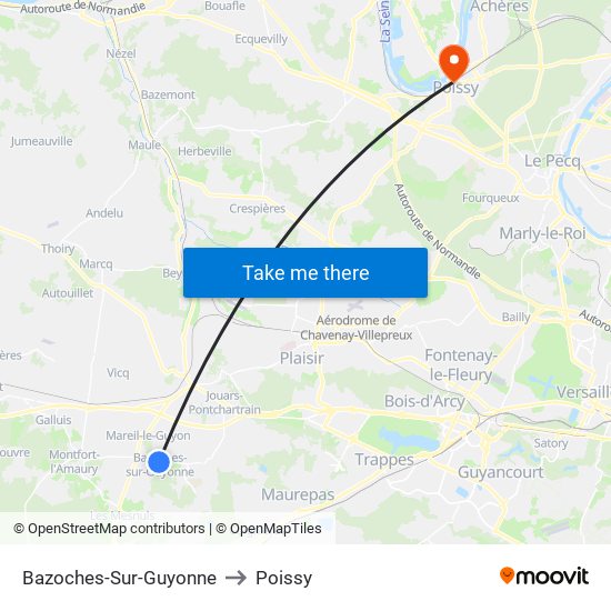 Bazoches-Sur-Guyonne to Poissy map