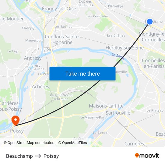 Beauchamp to Poissy map