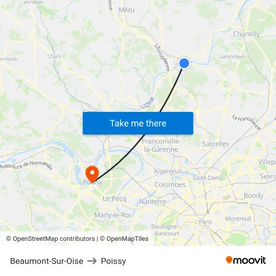 Beaumont-Sur-Oise to Poissy map