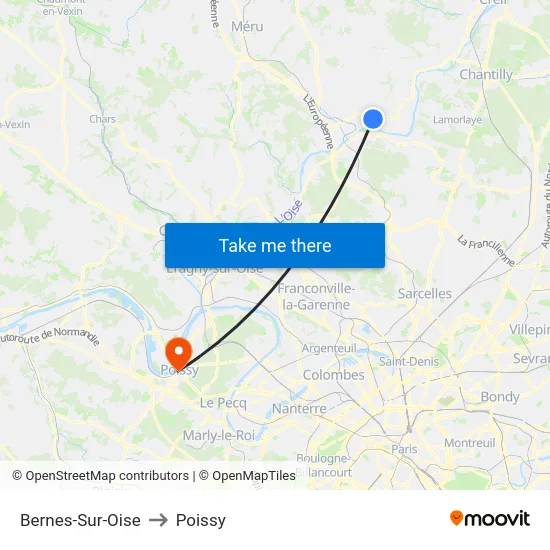 Bernes-Sur-Oise to Poissy map