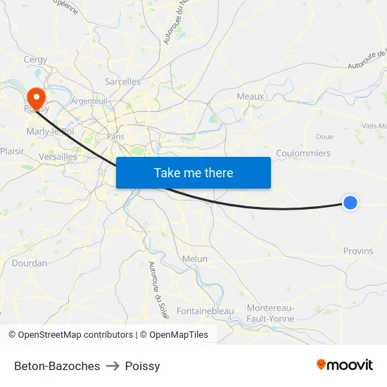 Beton-Bazoches to Poissy map