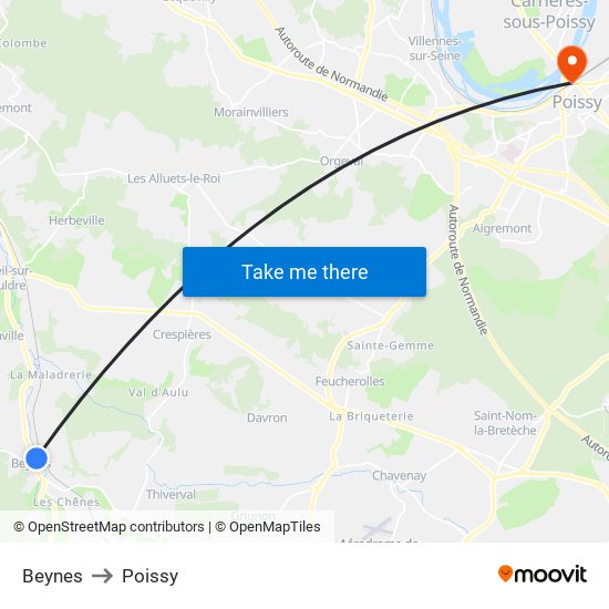 Beynes to Poissy map