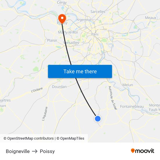 Boigneville to Poissy map