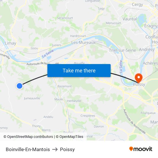 Boinville-En-Mantois to Poissy map