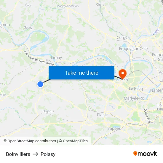 Boinvilliers to Poissy map