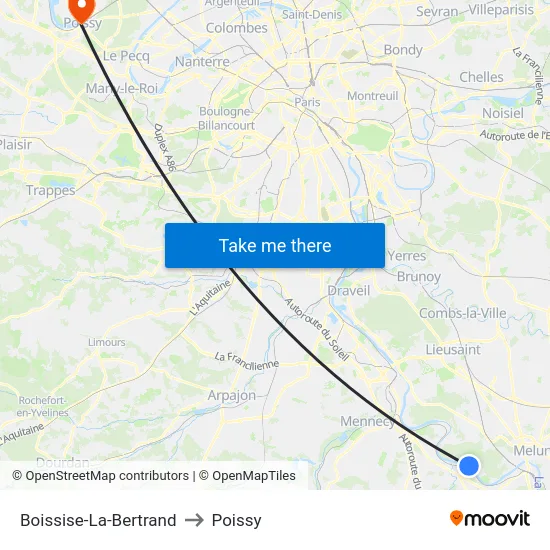 Boissise-La-Bertrand to Poissy map