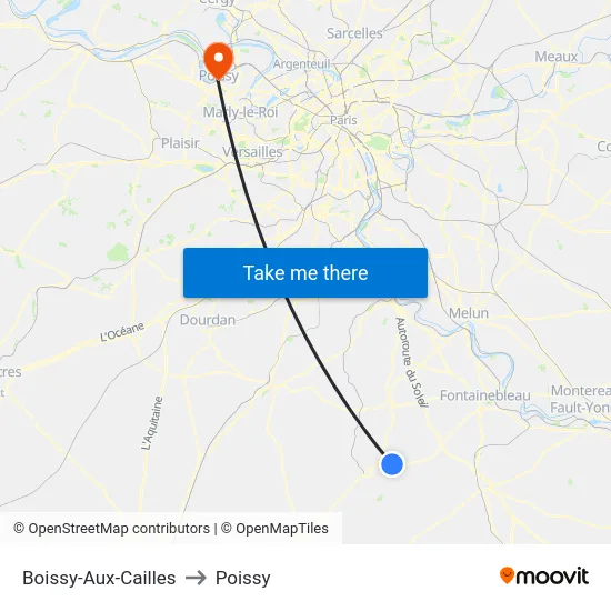Boissy-Aux-Cailles to Poissy map