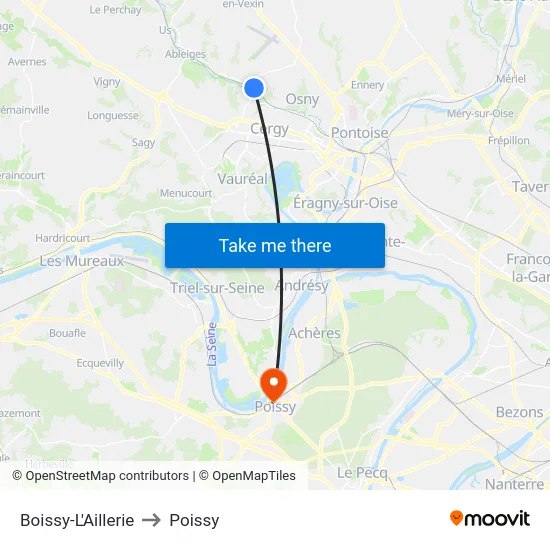 Boissy-L'Aillerie to Poissy map