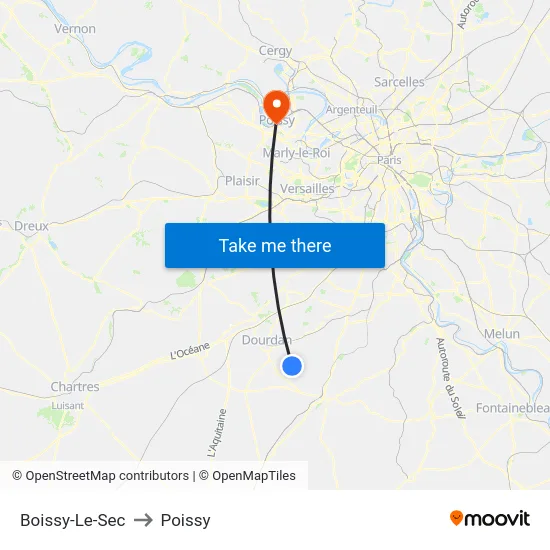 Boissy-Le-Sec to Poissy map