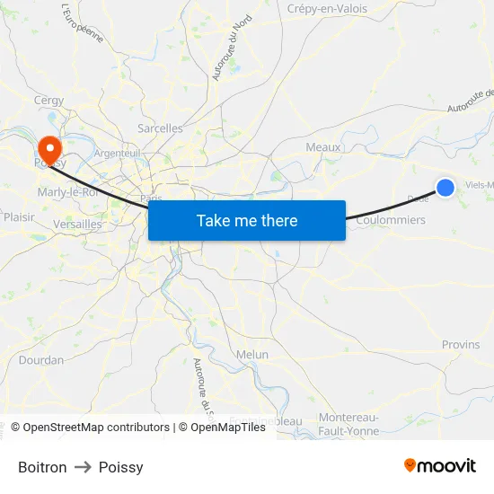 Boitron to Poissy map