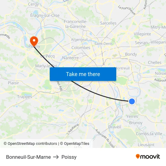 Bonneuil-Sur-Marne to Poissy map