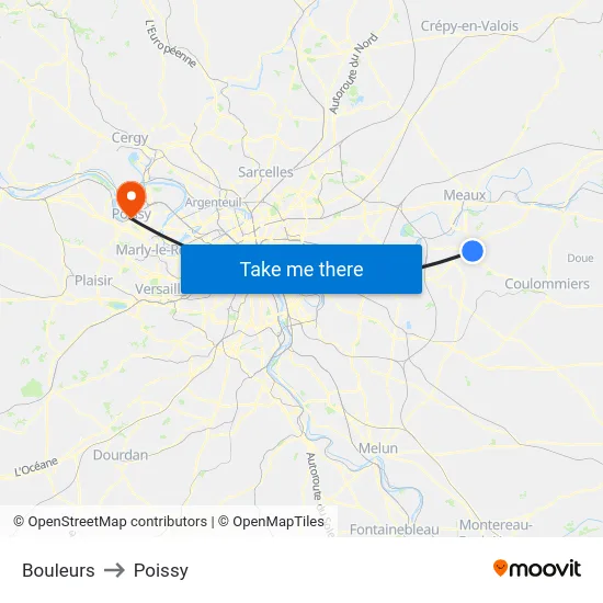 Bouleurs to Poissy map