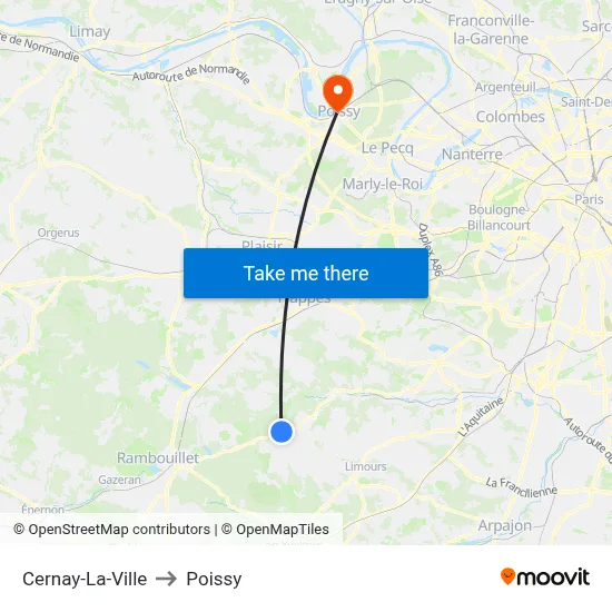 Cernay-La-Ville to Poissy map