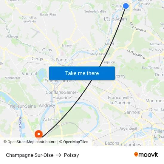 Champagne-Sur-Oise to Poissy map