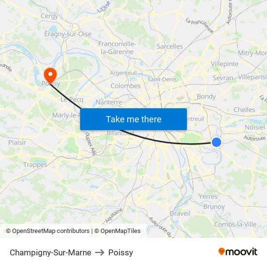 Champigny-Sur-Marne to Poissy map