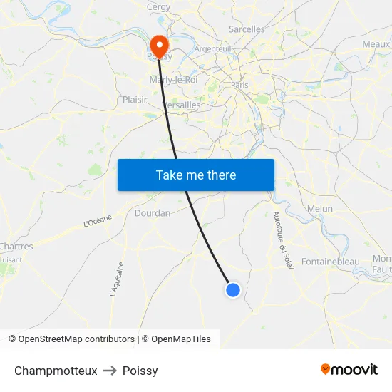 Champmotteux to Poissy map
