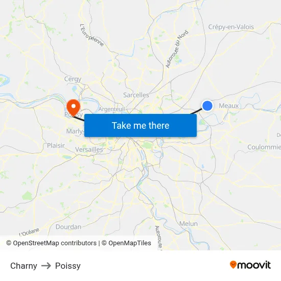 Charny to Poissy map