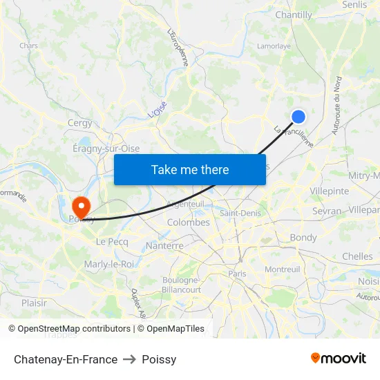 Chatenay-En-France to Poissy map