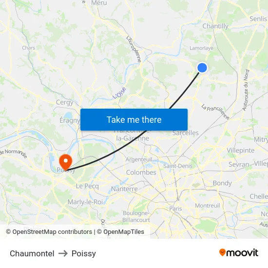 Chaumontel to Poissy map