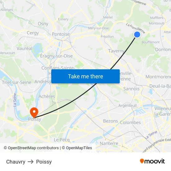 Chauvry to Poissy map