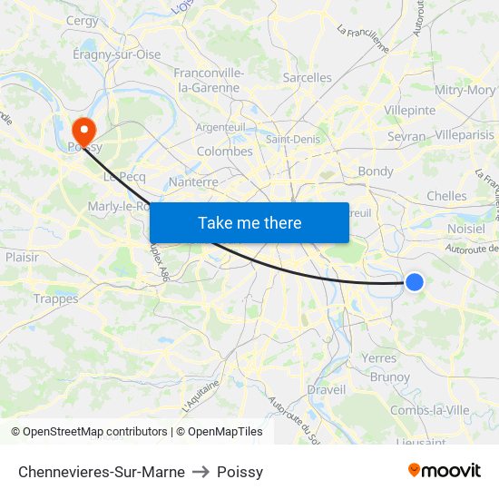 Chennevieres-Sur-Marne to Poissy map