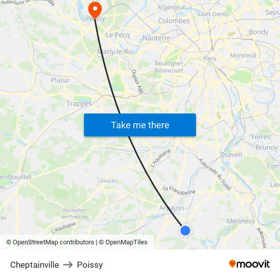 Cheptainville to Poissy map
