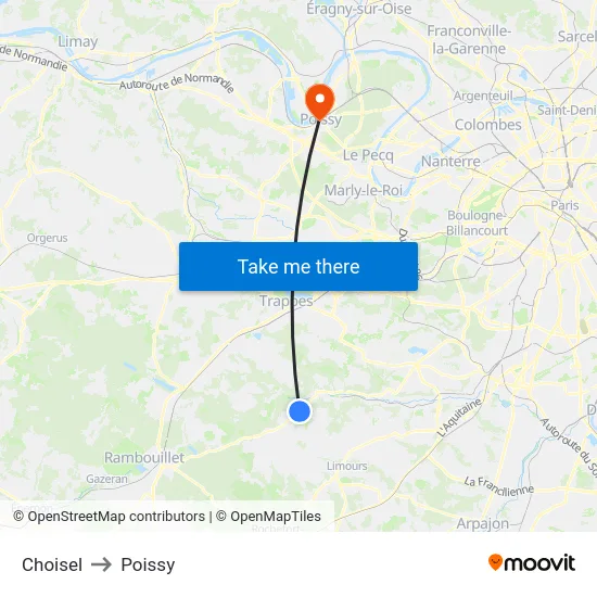 Choisel to Poissy map