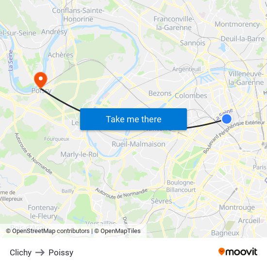 Clichy to Poissy map