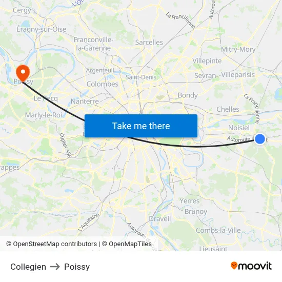 Collegien to Poissy map