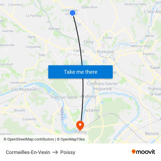 Cormeilles-En-Vexin to Poissy map