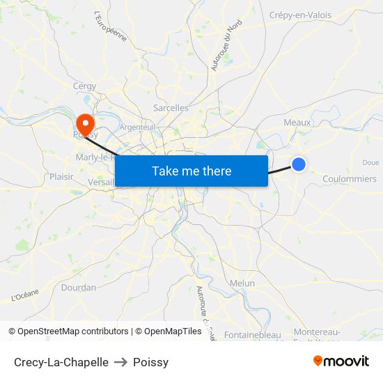Crecy-La-Chapelle to Poissy map
