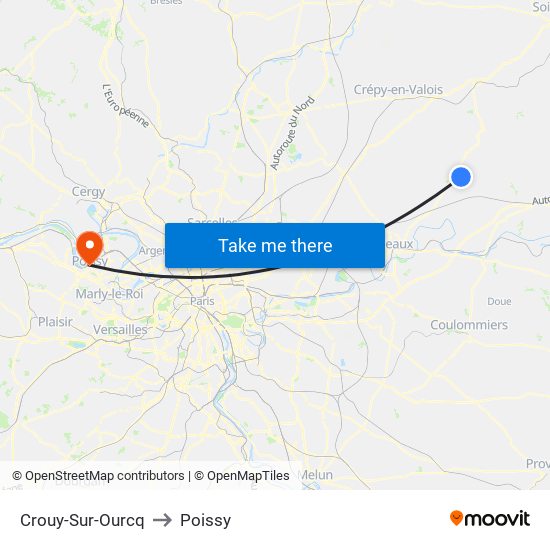 Crouy-Sur-Ourcq to Poissy map