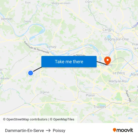 Dammartin-En-Serve to Poissy map