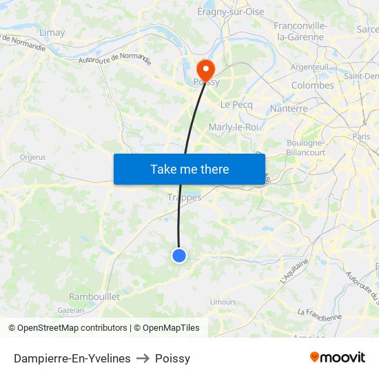 Dampierre-En-Yvelines to Poissy map