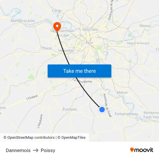 Dannemois to Poissy map