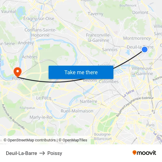 Deuil-La-Barre to Poissy map