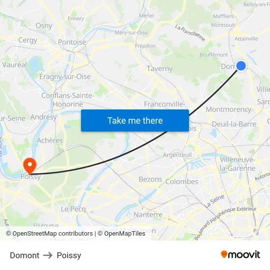Domont to Poissy map