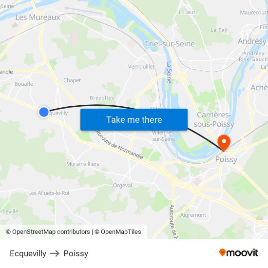 Ecquevilly to Poissy map