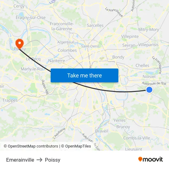 Emerainville to Poissy map