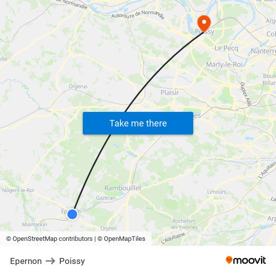 Epernon to Poissy map