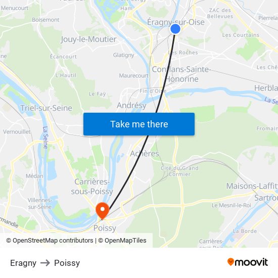 Eragny to Poissy map