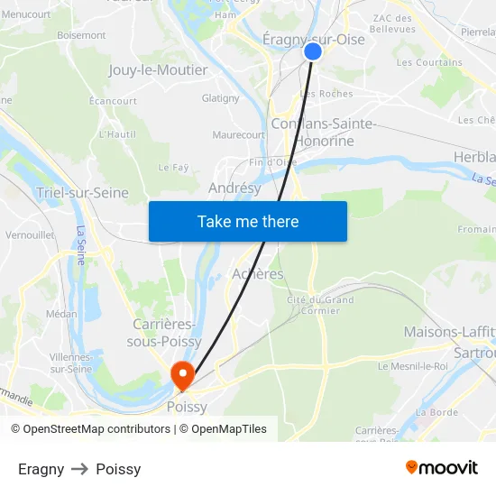 Eragny to Poissy map