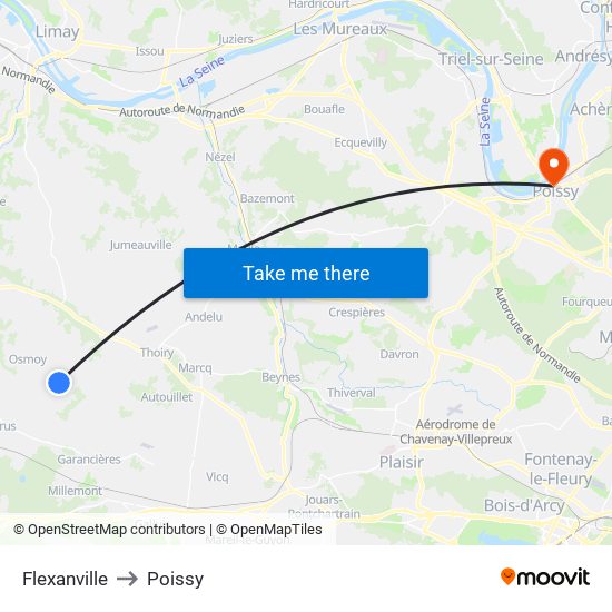Flexanville to Poissy map