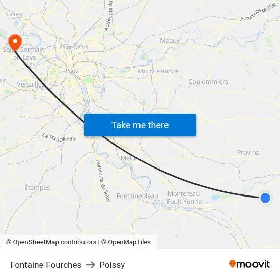 Fontaine-Fourches to Poissy map